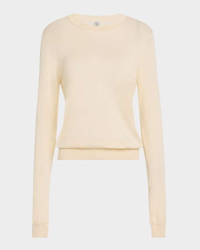 Fine Silk Knit Crewneck Sweater